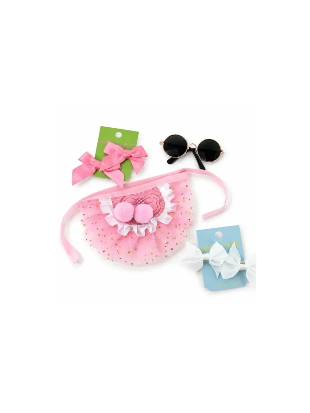 Princess Dog & Cat Tutu Outfit Set | Cherry Bows & Sunglasses